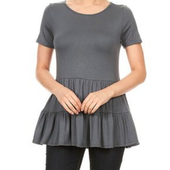 Sweet Lindsey Tops - NWOT Titanium Peplum Top